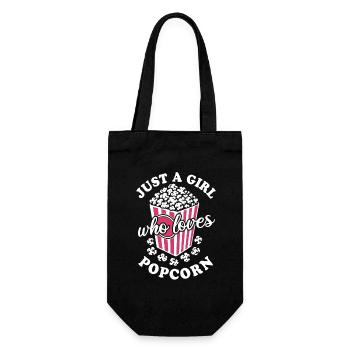 Just a girl who loves Popcorn - knusprig & lecker - Geschenkbeutel für Flaschen - Schwarz - Vorne