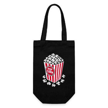 Frisches Popcorn - knusprig, lecker - Geschenk - Geschenkbeutel für Flaschen - Schwarz - Vorne