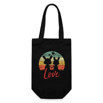 Bunny love - Valentine's Day gift - Gift Bag for Bottles - black - Front
