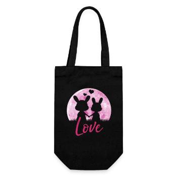 Bunny love - Valentine's Day gift - Gift Bag for Bottles - black - Front