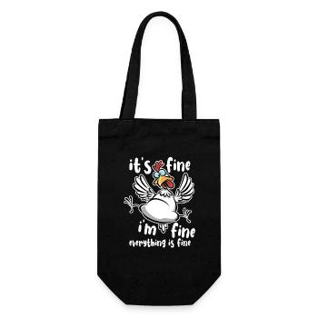 Huhn - It's fine, I'm fine, everything is fine - Geschenkbeutel für Flaschen - Schwarz - Vorne