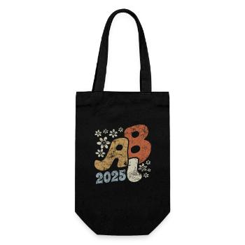 Abi 25 - Abitur - Vintage Blumen Geschenk - Geschenkbeutel für Flaschen - Schwarz - Vorne