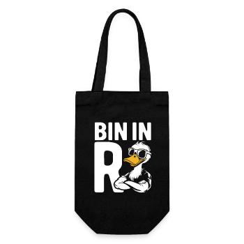 Bin in Rente - Ente - Ruhestand - Pension - Geschenkbeutel für Flaschen - Schwarz - Vorne