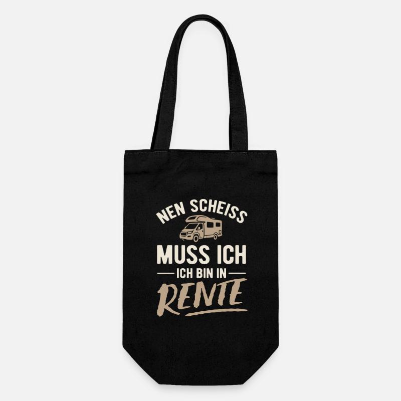 Nen Scheiss muss ich, ich bin in Rente - Camper - Geschenkbeutel für Flaschen - Schwarz