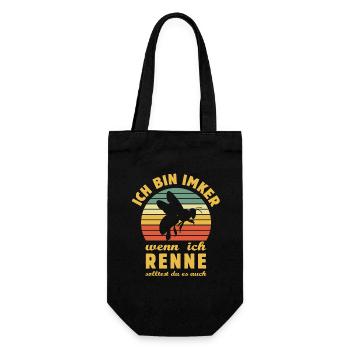 Ich bin Imker wenn ich renne solltest du es auch - Geschenkbeutel für Flaschen - Schwarz - Vorne