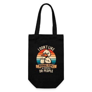 I don't like Morning People, duck with coffee - Gift Bag for Bottles - black - Front