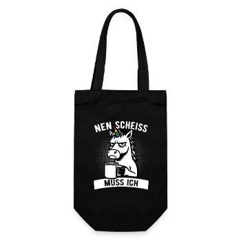 Freches Einhorn - Nen Scheiß muss ich - Kaffee - Geschenkbeutel für Flaschen - Schwarz - Vorne
