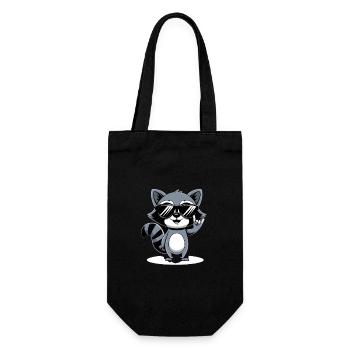 Cooler Waschbär mit Sonnenbrille - Geschenkbeutel für Flaschen - Schwarz - Vorne