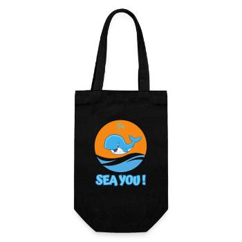 Whale in the sea greets with "Sea you!" - Gift Bag for Bottles - black - Front