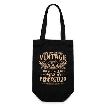 Vintage 2008 Vintage Birthday Retro Gift - Gift Bag for Bottles - black - Front