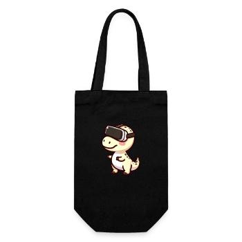 Mignon Dino T-Rex Réalité Virtuelle Gamer Dessin animé - Sac à bouteille - noir - Devant