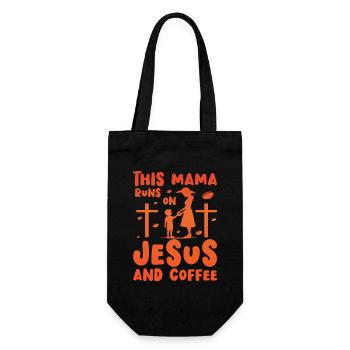 This Mama runs on Jesus and Coffee - Gift Bag for Bottles - black - Front