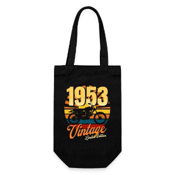 Motorrad Jahrgang 1953 Jubiläum 70 Jahre Biker - Geschenkbeutel für Flaschen - Schwarz - Vorne