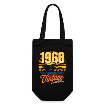 Motorrad Jahrgang 1968 Geburtstag 55 Jahre Biker - Geschenkbeutel für Flaschen - Schwarz - Vorne