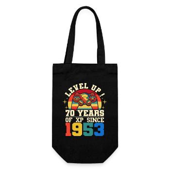 Level 70 1953 Anniversary Gamer 70 Jahre - Geschenkbeutel für Flaschen - Schwarz - Vorne