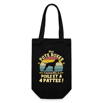 Style Vintage Chien De Compagnie Boxer Humour - Sac à bouteille - noir - Devant