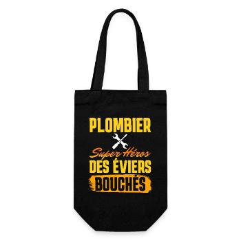Plombier Super Héros Phrase Humoristique Plombier - Sac à bouteille - noir - Devant