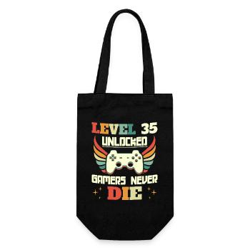Level 35 Unlocked Birthday Gamer 35 Years - Gift Bag for Bottles - black - Front