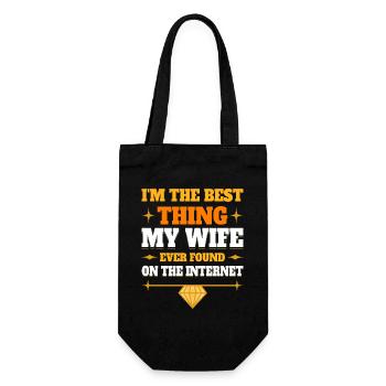 Gefunden von meiner Frau Humor Witz Paar Online - Geschenkbeutel für Flaschen - Schwarz - Vorne