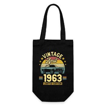 Vintage April 1963 60 years anniversary - Gift Bag for Bottles - black - Front
