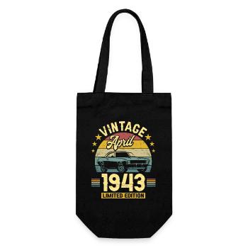 Vintage April 1943 80 years anniversary - Gift Bag for Bottles - black - Front