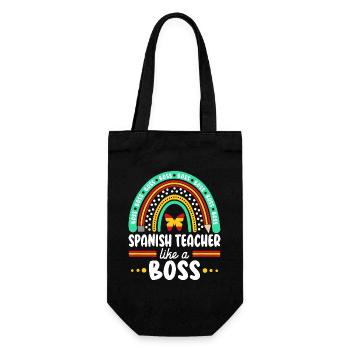 Humor Spanish teacher as boss teacher - Gift Bag for Bottles - black - Front