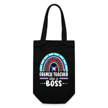 Humor French teacher As Boss Teacher - Gift Bag for Bottles - black - Front