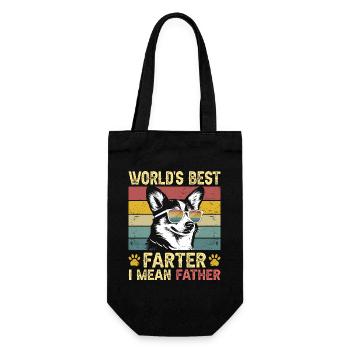 Vintage and Humorous Dog Daddy Dog Corgi - Gift Bag for Bottles - black - Front