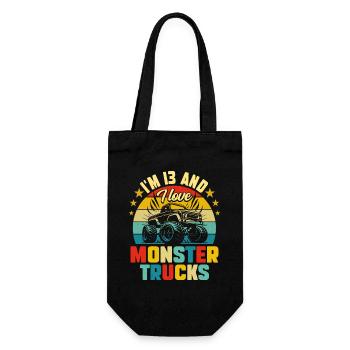 Monster Truck Car 13 Years Anniversary - Gift Bag for Bottles - black - Front
