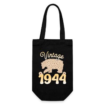 Bear 1944 Birthday Party Woman 80 Years - Gift Bag for Bottles - black - Front