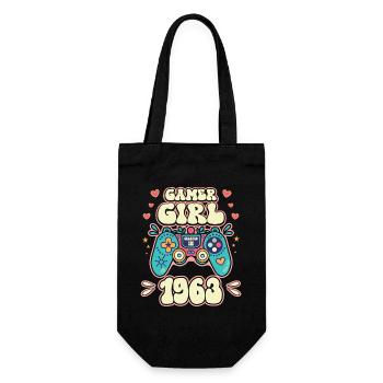 Geek Girl Level 60 Geburtstag Gamer 60 Jahre - Geschenkbeutel für Flaschen - Schwarz - Vorne
