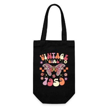 Vintage Year 1959 Birthday Party Woman 65 Years Old - Gift Bag for Bottles - black - Front