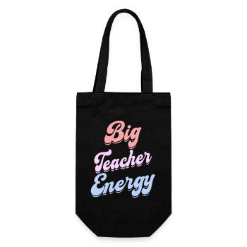 Energische Lehrerin Lehrerin - Geschenkbeutel für Flaschen - Schwarz - Vorne