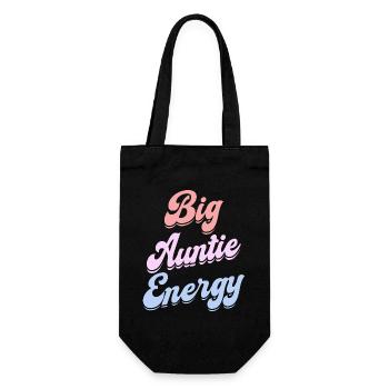 Tante voller Energie Humor Tante Leben - Geschenkbeutel für Flaschen - Schwarz - Vorne