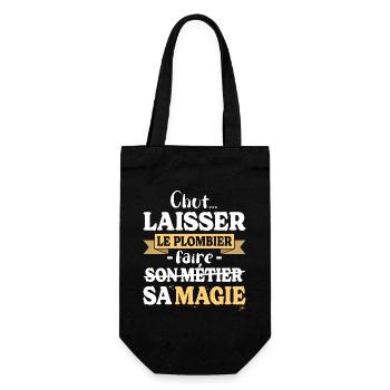 Klempner zaubert Klempner-Humor - Geschenkbeutel für Flaschen - Schwarz - Vorne