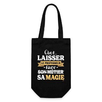 Lehrer macht seine Magie Humor Lehrer - Geschenkbeutel für Flaschen - Schwarz - Vorne