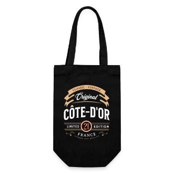 Vintage Côte-d'Or Departement Frankreich - Geschenkbeutel für Flaschen - Schwarz - Vorne