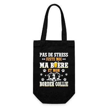 Humour Bière Papa Chien Border Collie - Sac à bouteille - noir - Devant