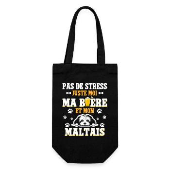 Humour Apéro Bière Papa Chien Maltais - Sac à bouteille - noir - Devant