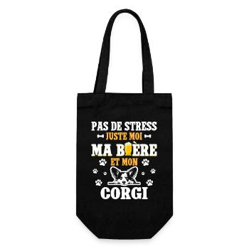 Humour Apéro Bière Papa Chien Corgi - Sac à bouteille - noir - Devant