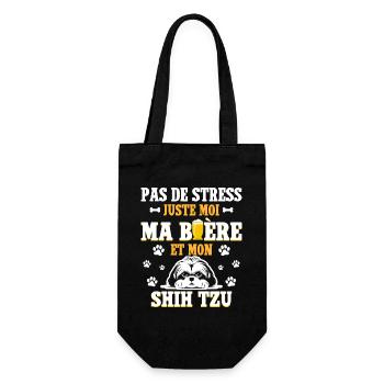 Humour Apéro Bière Papa Chien Shih Tzu - Sac à bouteille - noir - Devant