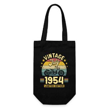 Biker 70 Years Old 1954 July Birthday - Gift Bag for Bottles - black - Front