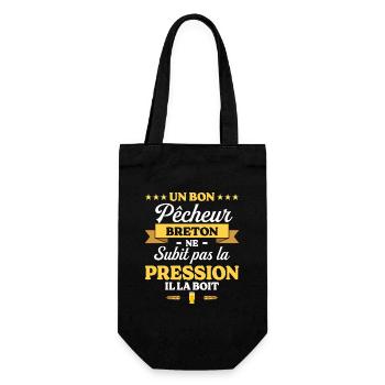 Pêcheur Breton Bretagne Humour Pêche - Sac à bouteille - noir - Devant