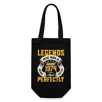 50th Anniversary August Year 1974 - Gift Bag for Bottles - black - Front