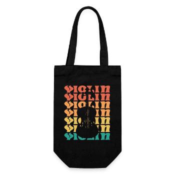 Vintage Geige Musiker Geiger Geiger - Geschenkbeutel für Flaschen - Schwarz - Vorne