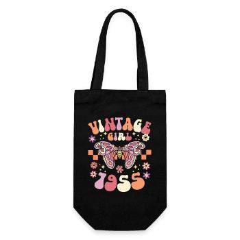 Retro Woman 70 Years Anniversary 1955 - Gift Bag for Bottles - black - Front