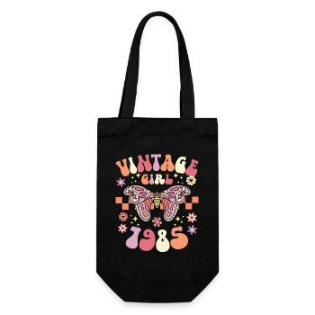 Retro Frau 40 Jahre Jubiläum 1985 - Geschenkbeutel für Flaschen - Schwarz - Vorne