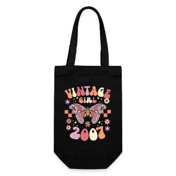 Retro Women 18 Year Old Birthday 2007 - Gift Bag for Bottles - black - Front