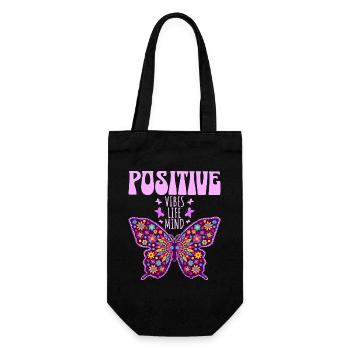 Schmetterling Slogan Positive Frau - Geschenkbeutel für Flaschen - Schwarz - Vorne