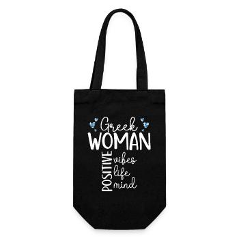 Positives Mädchen Griechische Frau - Geschenkbeutel für Flaschen - Schwarz - Vorne